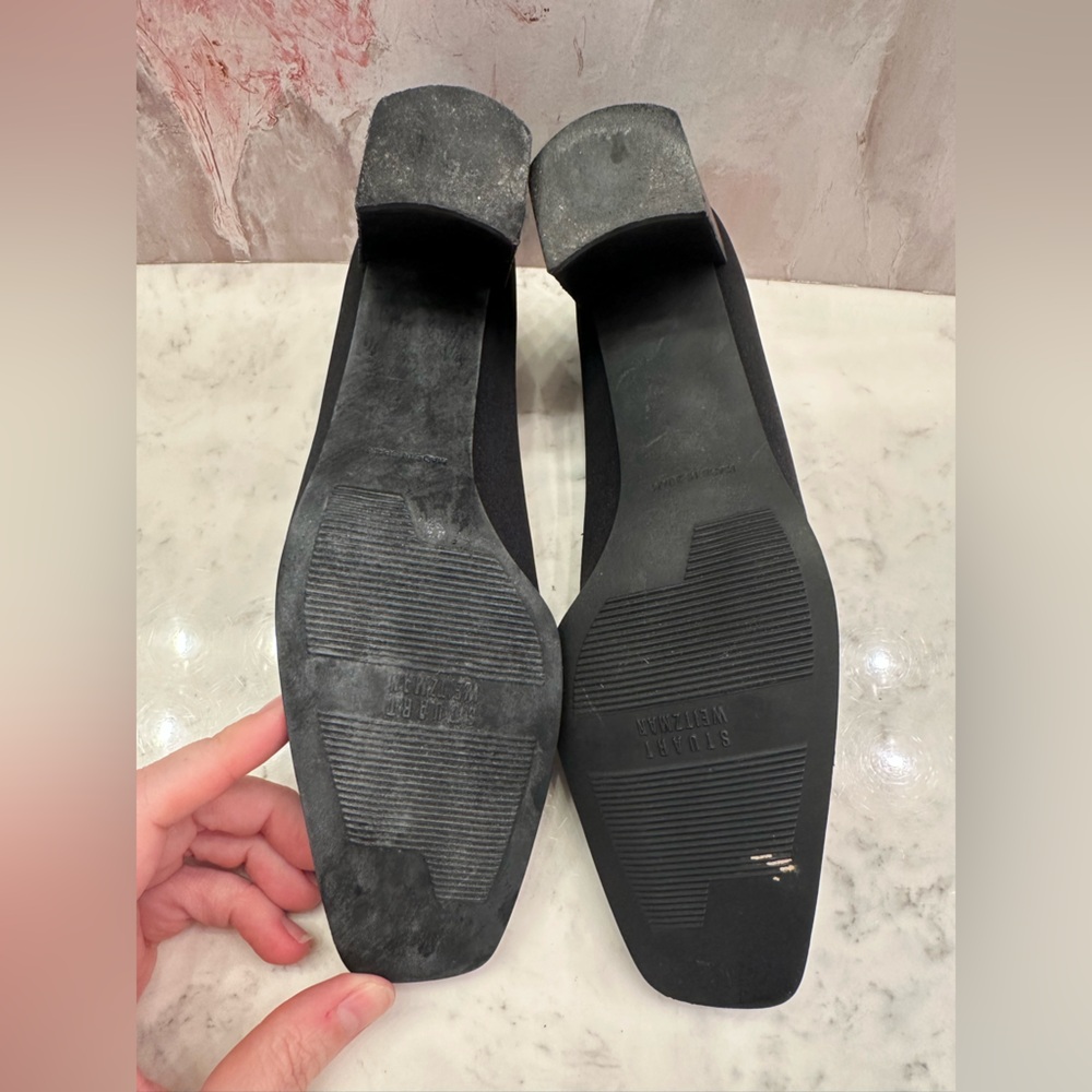 Stuart Weitzman Black Gore-Tex Rainaway Pumps Block Heel Women’s 8AAA Square Toe - Picture 9 of 10